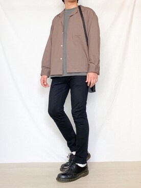 「GU（ジーユー）の（GU）スキニーフィットジーンズ（MEN ⁄ ジーンズ）」を使った、とむさん（メンズ・171cm）の秋コーディネート