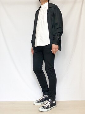 「GU（ジーユー）の（GU）スキニーフィットジーンズ（MEN ⁄ ジーンズ）」を使った、とむさん（メンズ・171cm）の秋コーディネート