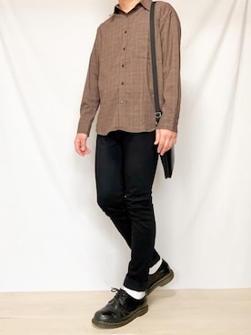 「GU（ジーユー）の（GU）スキニーフィットジーンズ（MEN ⁄ ジーンズ）」を使った、とむさん（メンズ・171cm）の秋コーディネート