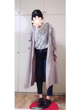 「select MOCA（セレクトモカ）のアイテム（トレンチコート）」を使った、chico☺︎さん（レディース・162cm）の秋コーディネート