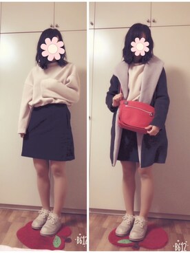 「MERLOT（メルロー）のアイテム（その他アウター）」を使った、chico☺︎さん（レディース・162cm）の冬コーディネート