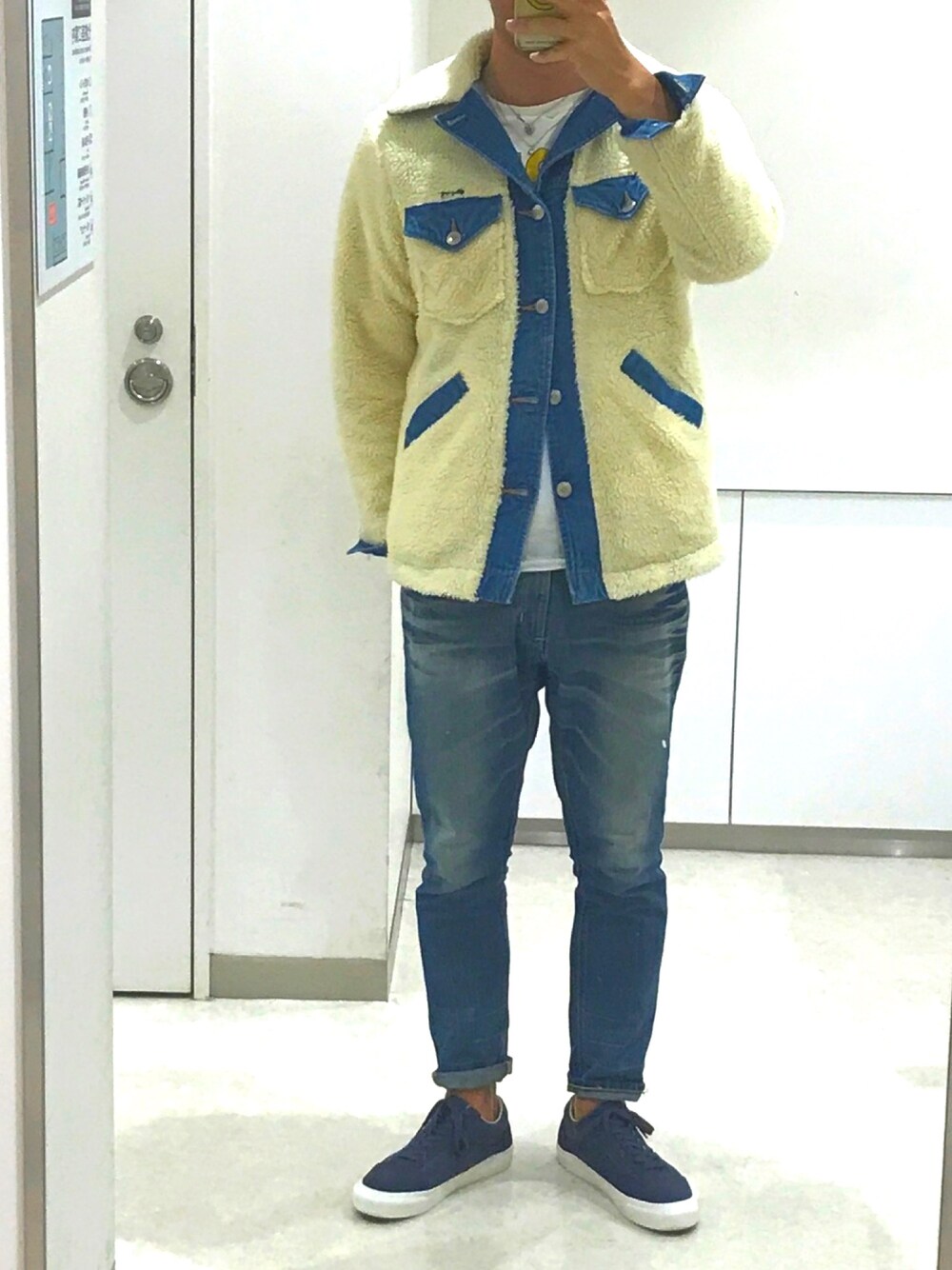 「オトナカジュアル、おしゃれさんと繋がりたい、カジュアルコーデ、Wrangler、nano・universe、LEE、VANS、ボア」｜「WranglerのWrangler/別注ランチコート（ブルゾン、ホワイト系）」を使った、Shun@☻☻☻☻☻☻☻さん（メンズ・178cm）の夏コーディネートの1枚目の写真