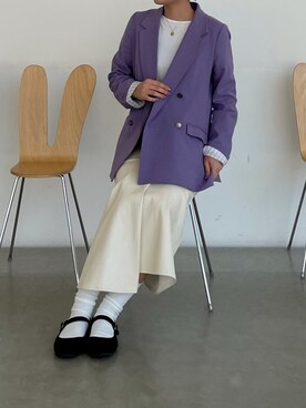 テーラードジャケットを使った 紫 のレディース人気ファッションコーディネート Wear