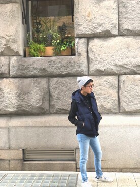 「アイテム（ダウンベスト、その他）」を使った、こーやさん（メンズ・171cm）の春コーディネート