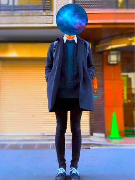 「アイテム（ステンカラーコート）」を使った、YUUKIさん（メンズ・176cm・20代）の冬コーディネート