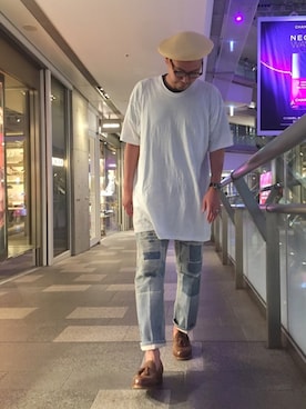 「DRIES VAN NOTEN（ドリスヴァンノッテン）のアイテム（デニムパンツ）」を使った、jun oyaさん（メンズ・178cm）の夏コーディネート