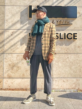 「DRIES VAN NOTEN（ドリスヴァンノッテン）のアイテム（テーラードジャケット）」を使った、jun oyaさん（メンズ・178cm）の春コーディネート