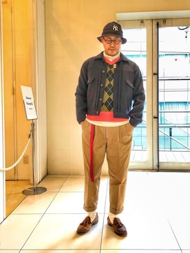 「Scye（サイ）のアイテム（チノパンツ）」を使った、jun oyaさん（メンズ・178cm）の春コーディネート