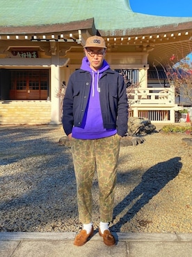 「Scye（サイ）のアイテム（パーカー）」を使った、jun oyaさん（メンズ・178cm）の冬コーディネート
