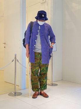 「アイテム（モカシン/デッキシューズ、ブラウン系）」を使った、jun oyaさん（メンズ・178cm）の秋コーディネート