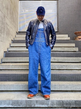 「マルジェラ」｜「アイテム（サロペット/オーバーオール）」を使った、jun oyaさん（メンズ・178cm）の冬コーディネート