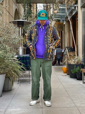「Scye（サイ）のアイテム（パーカー）」を使った、jun oyaさん（メンズ・178cm）の春コーディネート