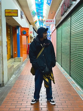 「BEAMS BOY（ビームスボーイ）のアイテム（帽子）」を使った、peanutsnmさん（メンズ・170cm）の冬コーディネート