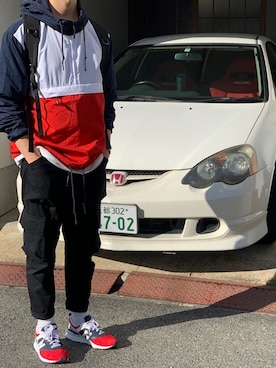 「H&M（エイチ・アンド・エム）のアイテム（マウンテンパーカー）」を使った、Y3i8Nさん（メンズ・178cm）の秋コーディネート