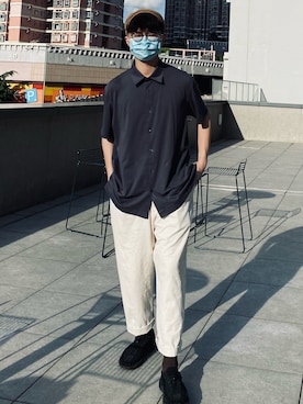 「通勤穿搭」｜「アイテム（帽子）」を使った、Y3i8Nさん（メンズ・178cm）の夏コーディネート
