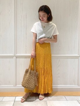 「RODE SKO（ロデスコ）のMARIA タッセルペーパーショルダー（ショルダーバッグ）」を使った、ayaneさん（レディース・159cm）の春コーディネート