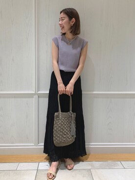 「RODE SKO（ロデスコ）のMARIA タッセルペーパーショルダー（ショルダーバッグ）」を使った、ayaneさん（レディース・159cm）の夏コーディネート