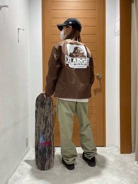 「チョコ色に染まれ」｜「アイテム（ナイロンジャケット）」を使った、MAUさん（レディース・158cm）の冬コーディネート