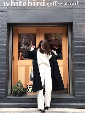 「ADAM ET ROPE'（アダムエロペ）のアイテム（ステンカラーコート）」を使った、Suzuno Sakonさん（レディース・164cm）の冬コーディネート