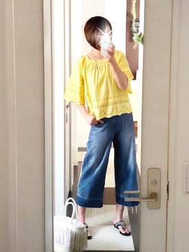 「ブラウス」｜「アイテム（ビーチサンダル）」を使った、chopai0912さん（レディース・163cm）の春コーディネート