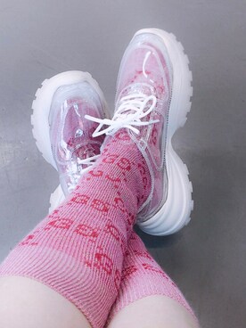 GUCCIのソックス/靴下（ピンク系）を使った人気ファッション 