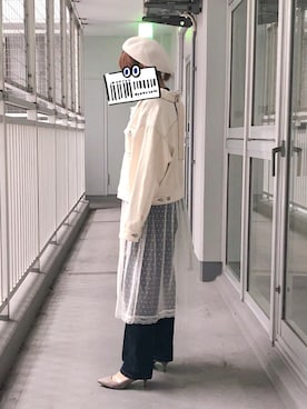 「one after another NICE CLAUP（ワンアフターアナザーナイスクラップ）のアイテム（デニムジャケット）」を使った、しらささん（レディース・153cm）の秋コーディネート