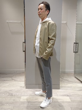 「abahouse」｜「アイテム（ライダースジャケット）」を使った、ナカムラ ヨウヘイさん（メンズ・165cm）の冬コーディネート