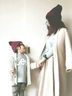 「親子でおそろい」｜「アイテム（その他アウター）」を使った、yumiさん（レディース・152cm）の冬コーディネート