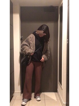 「アイラブCONVERSE」｜Naaaさん（レディース・156cm）の冬コーディネート