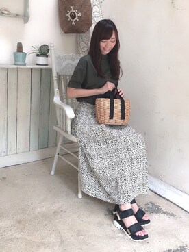 「NUOVO（ヌオーヴォ）のNUOVO ヌオーヴォ サンダル SU W-PLATE 6 スパイスアップ ダブルプレート6 NC60135 BLACK（サンダル、ブラック系）」を使った、AI.さん（レディース・155cm）の夏コーディネート