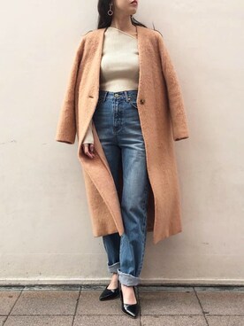 「ピンクコート」｜「アイテム（その他アウター）」を使った、LAGUNAMOON STAFFさん（レディース・160cm）の冬コーディネート