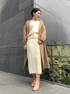「ニットセットアップ」｜「アイテム（その他アウター）」を使った、LAGUNAMOON STAFFさん（レディース・162cm）の冬コーディネート