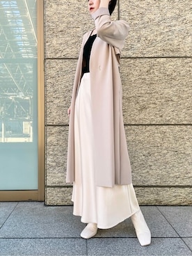 「LAGUNAMOON（ラグナムーン）のアイテム（ノーカラーコート）」を使った、LAGUNAMOON STAFFさん（レディース・168cm）の冬コーディネート