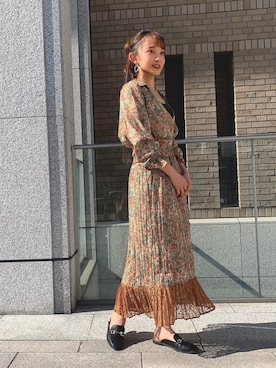 「花柄プリント」｜Karinさん（レディース・159cm）の夏コーディネート