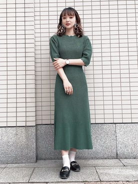 「スカラップ」｜「アイテム（ローファー）」を使った、Karinさん（レディース・158cm）の春コーディネート