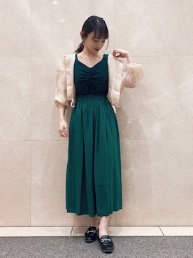 「ドッキングワンピ」｜「アイテム（ブルゾン）」を使った、Karinさん（レディース・158cm）の春コーディネート