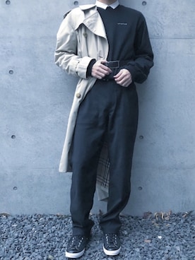 「DRESSEDUNDRESSED（ドレスドアンドレスド）のアイテム（スウェット）」を使った、UmEさん（メンズ・175cm）の冬コーディネート