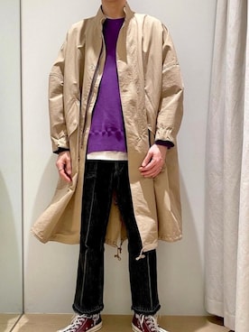 「KAZUYUKI KUMAGAI」｜「アイテム（モッズコート）」を使った、ATTACHMENT_TAKANOさん（メンズ・184cm）の春コーディネート