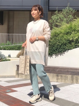 「アイテム（チュニック）」を使った、さとうさん（レディース・161cm）の春コーディネート