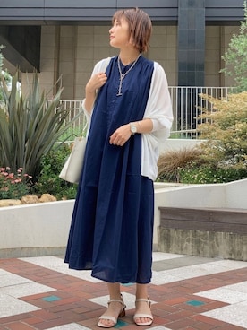 「シャツワンピース」｜「アイテム（その他）」を使った、さとうさん（レディース・161cm）の春コーディネート