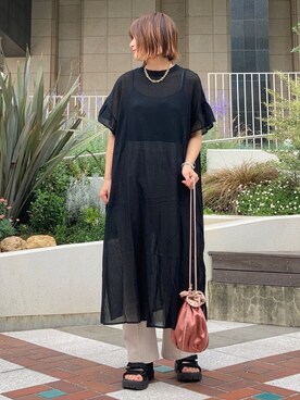 「ラッフルスリーブ」｜さとうさん（レディース・161cm）の夏コーディネート