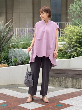 「スキッパーシャツ」｜「アイテム（その他）」を使った、さとうさん（レディース・161cm）の夏コーディネート