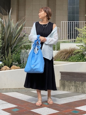 「黒ワンピ」｜「アイテム（その他）」を使った、さとうさん（レディース・161cm）の夏コーディネート