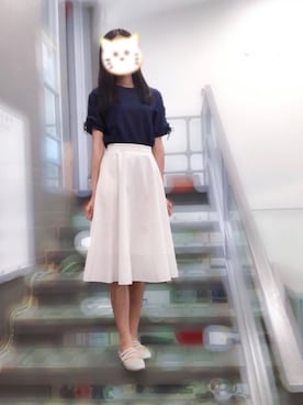 「blue」｜「アイテム（バレエシューズ）」を使った、Elliannaさん（レディース・168cm）の夏コーディネート