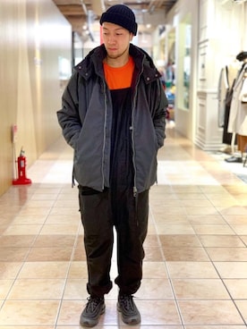 「アイテム（オールインワン・サロペット）」を使った、ZAWAさん（メンズ・169cm）の秋コーディネート