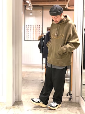 「ジョンブル　プライベート　ラボ(Johnbull Private labo)」｜「アイテム（パーカー）」を使った、ZAWAさん（メンズ・169cm）の冬コーディネート