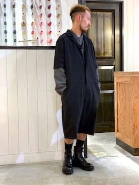 「Johnbull Private labo（ジョンブルプライベートラボ）のアイテム（つなぎ/オールインワン）」を使った、ZAWAさん（メンズ・169cm）の春コーディネート