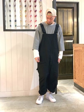 「Johnbull Private labo（ジョンブルプライベートラボ）のアイテム（オールインワン・サロペット）」を使った、ZAWAさん（メンズ・169cm）の春コーディネート
