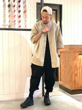 「Johnbull Private labo（ジョンブルプライベートラボ）のアイテム（オールインワン・サロペット）」を使った、ZAWAさん（メンズ・170cm）の夏コーディネート