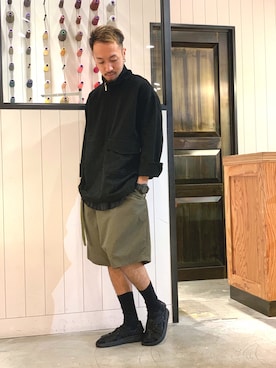 「Johnbull Private labo（ジョンブルプライベートラボ）のアイテム（サンダル）」を使った、ZAWAさん（メンズ・170cm）の夏コーディネート